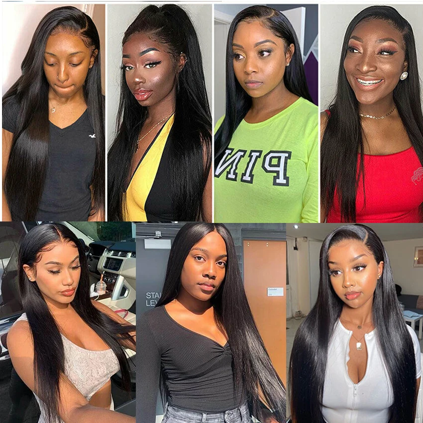 Bone Straight Lace Frontal Wig 26 30 Inch 200 Density 13x4 Transparent Lace Front Human Hair Wigs Brazilian Hair For Black Women