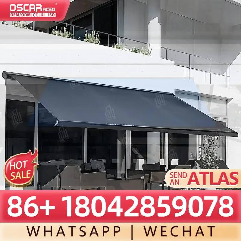 

Waterproof Retractable Sunshade Canopy with LED Light for Restaurant Balcony Customized Aluminum PVC Retractable Awning