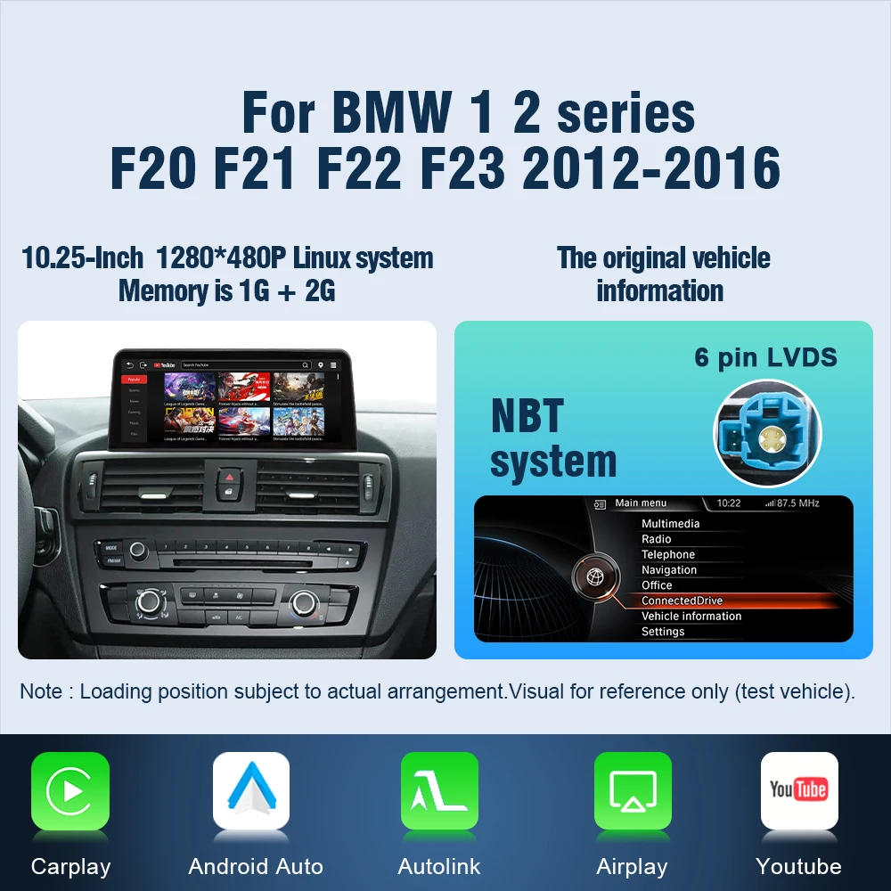 Autotop 10.25 "Linux Scherm Draadloze Carplay Voor Bmw F30 F31 F32 F33 F34 F35 F20 F21 F22 Nbt Retrofit Android Auto Multimedia Bt