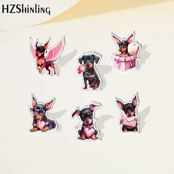 2023 Cartoon Cute Doberman Dog Acrylic Lapel Pin Resin Epoxy Acrylic Pins Fashion Jewelry Accessories