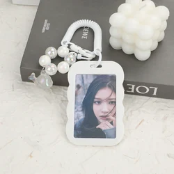 ABS Photo Card Holder Anti-lost Keychain INS White Idol Protective Case Bag Sliding Photo Sleeves Suppliess Bag Pendants