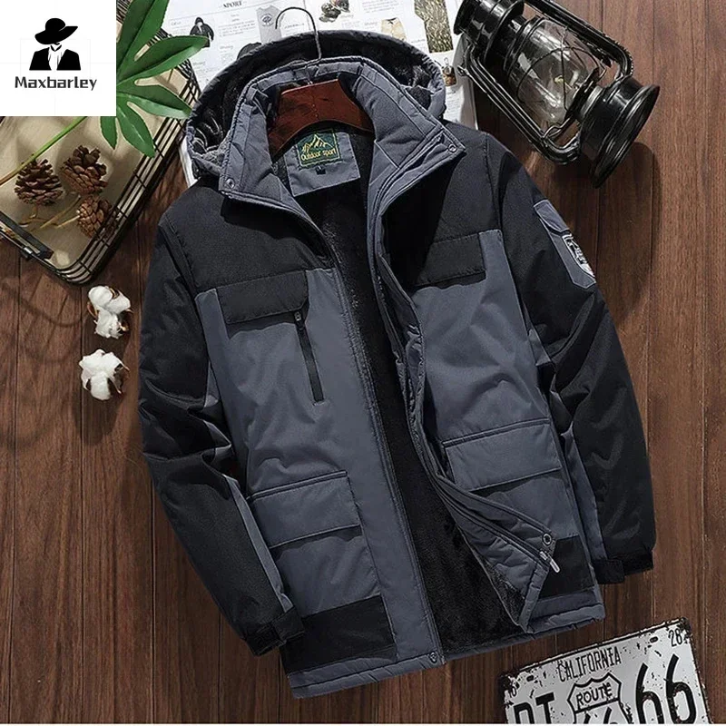 Winter New Fleece Jacket Men Casual Thicken Warm Cotton padded Jacket Mens Fashion hooded Outdoor windproof Coat parkas 8XL 9XL