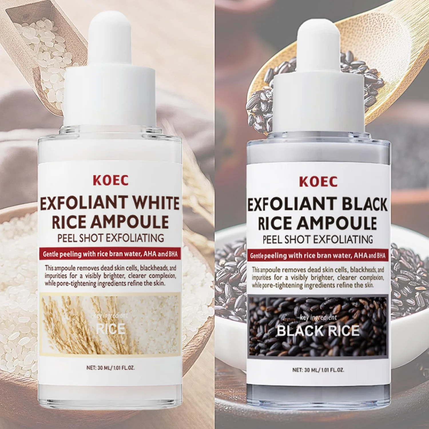 

30ml Korean White And Black Rice Exfoliating Hydrating Essence Brightening Remove Dead Skin Blackhead Soften Serum Skin Care
