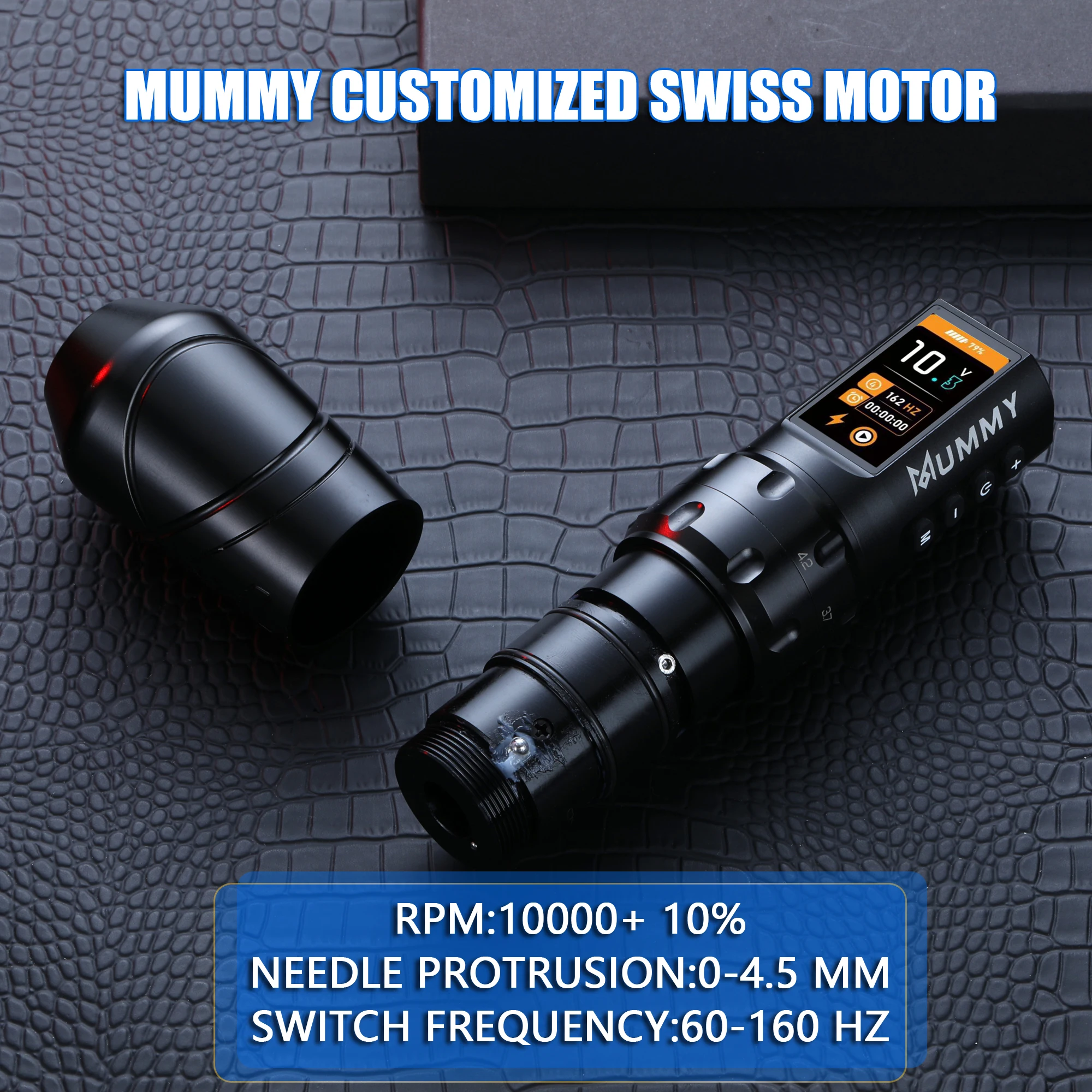 Mummy Sphinx Wireless Tattoo Machine Adjustable Stroke Length 2.2-4.2mm Replaceable Battery Tattoo Pen Color Screen Display