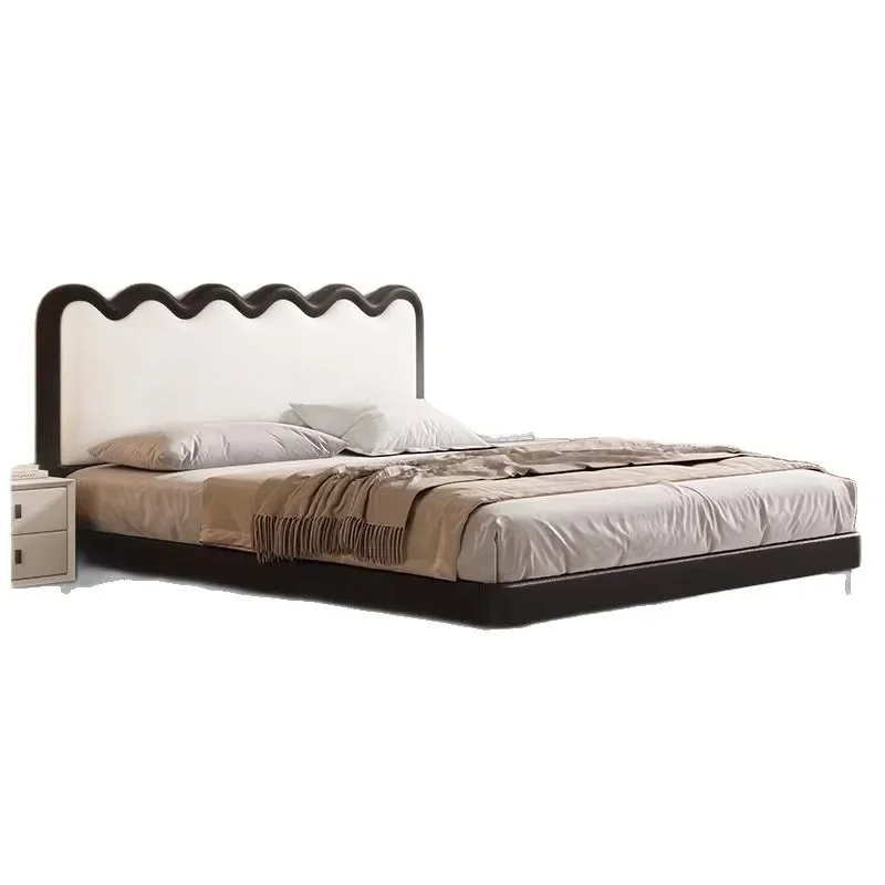 

Wave ripple bed, light luxury modern simple leather bed