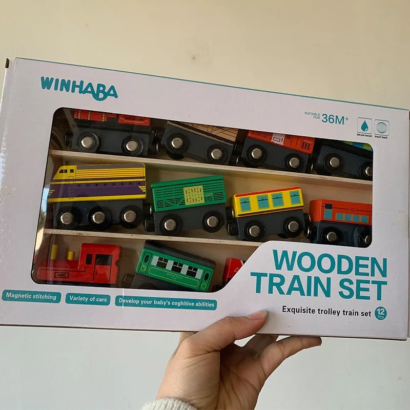 Train Track Wooden Train Toys Magnetic Set Electric Car Locomotive Diecast Slot Fit All Wood Brand Biro Railway Tracks For Kids