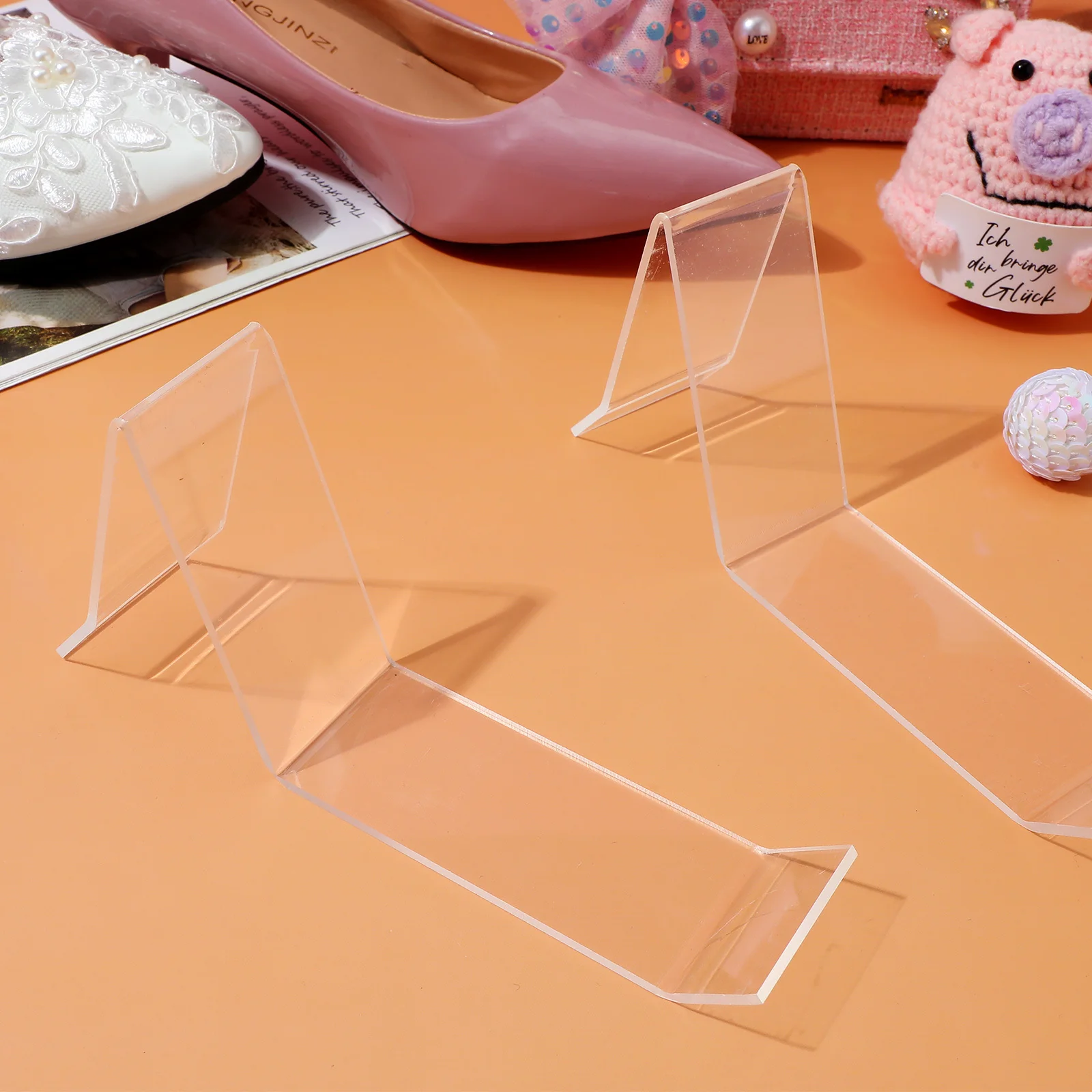 

6pcs Shoe Display Rack Clear Small Storage Stand for Retail Shop Men Women Children Sneaker Retail Shop Shoe Stand Sandals