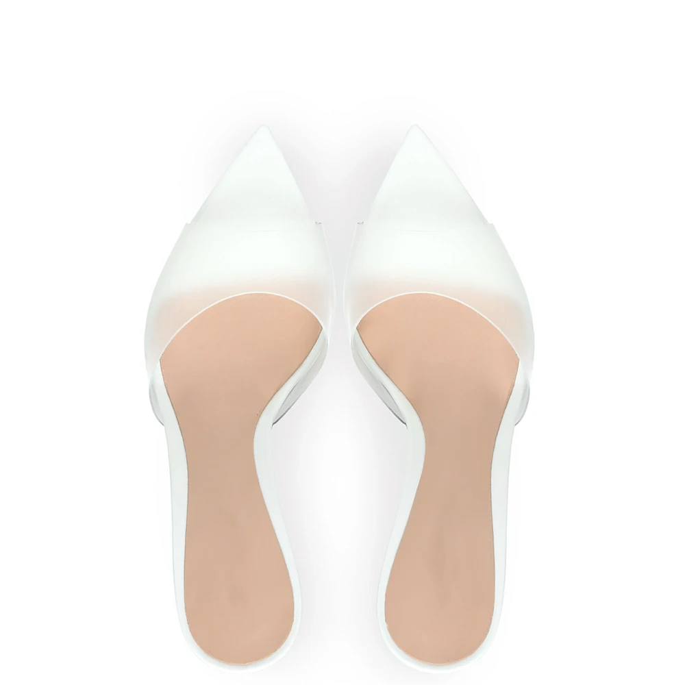 PVC Clear Open Toe Designer Kitten Heels For Ladies Mules Shoes Slippers Transparency