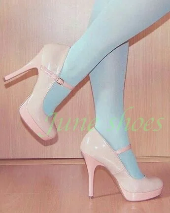 

Lady Pink Black Metallic Pu Mary Janes Buckle Strap Pointed Toe Stiletto Heel Elegant Platform Lolita Style Buckle Strap Pumps