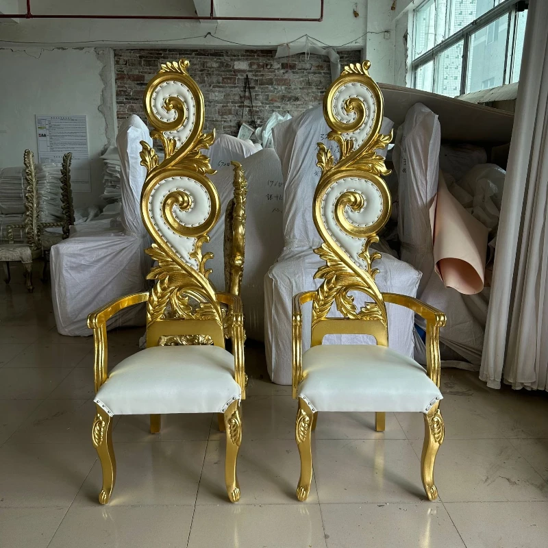 

Hotel wedding officiating dining chair Lobby VIP chair Solid wood high back