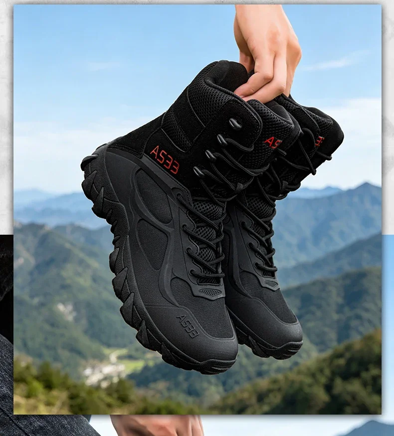 Herren Neue Armee-Stiefel Outdoor Wasserdichte Ultraleichte Arbeits-Taktische Stiefel Schnür-Camping-Stiefel Rutschfeste Hochwertige Wüstenstiefel – Detail 35