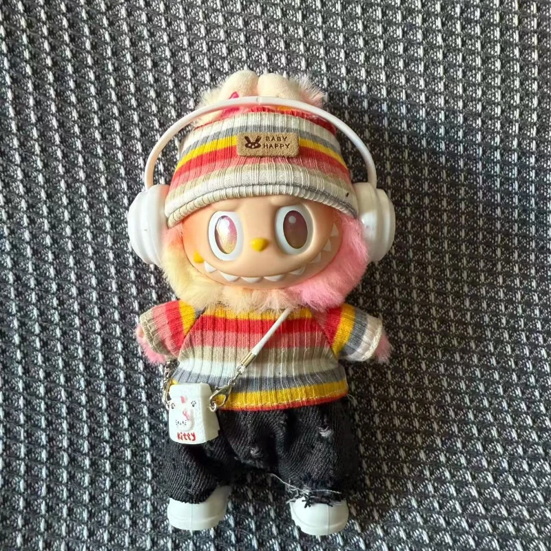 

Кукольная одежда для Labubu Outfit V1 V2 V3 17 см, аксессуары для сидения для кукол, очки, дизайнерская одежда, детский подарок, свитер, шапка, комплект