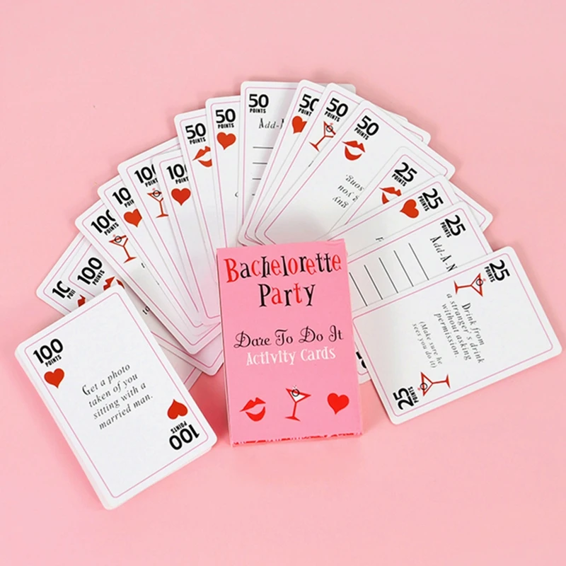 52Pcs Bachelorette Party Dare Card Funny Game Card Girl Hen Night Party Bar Supplies Wedding Bridal Shower Gift Decoration Favor