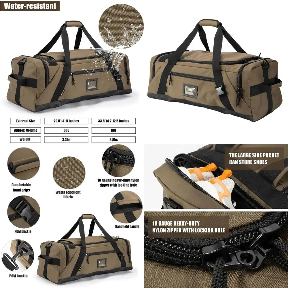 

Men's 90L Durable Weekend Duffel Bag, Travel & Gym Bag, Carry-On Sports Backpack for Women