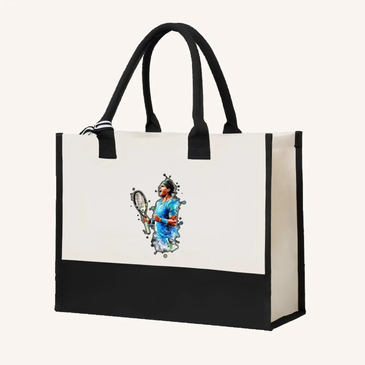 رافائيل نادال 2026 وصول جديد موضة عملية واسعة حقيبة حمل قابلة لإعادة الاستخدام نمط طباعة 2 لهجة الثقيلة حقيبة كتف كبيرة fo