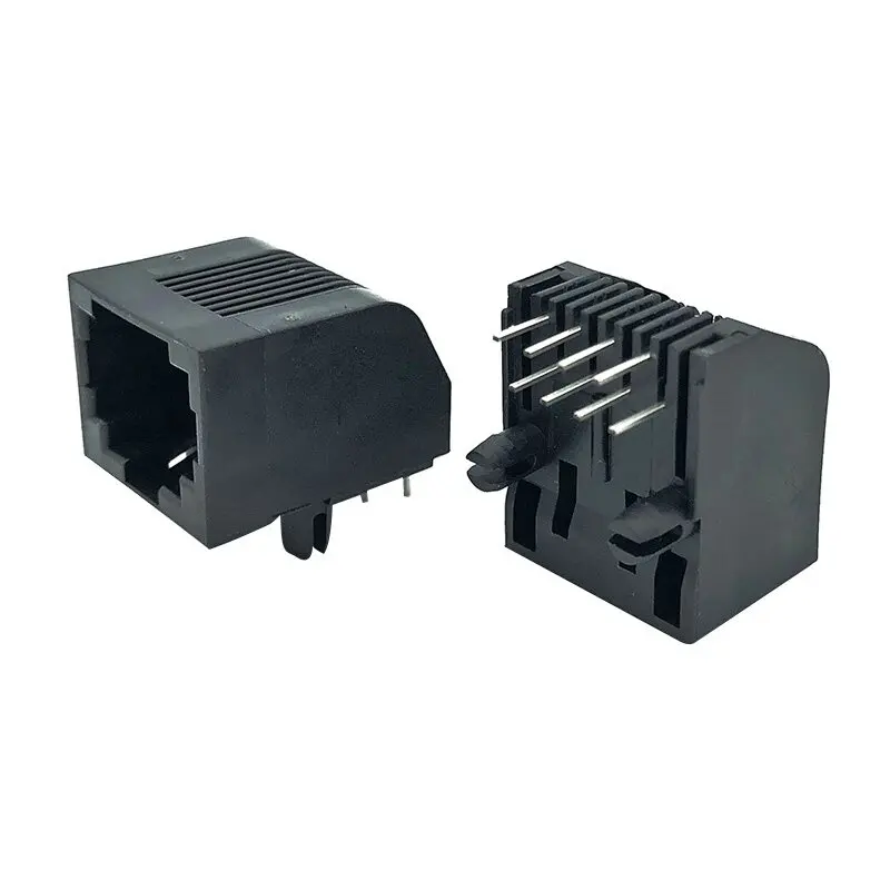 

12PCS 5722 RJ45 All-plastic Ethernet flat pin socket 8P8C Earless DIP female network port connector L18.1mm