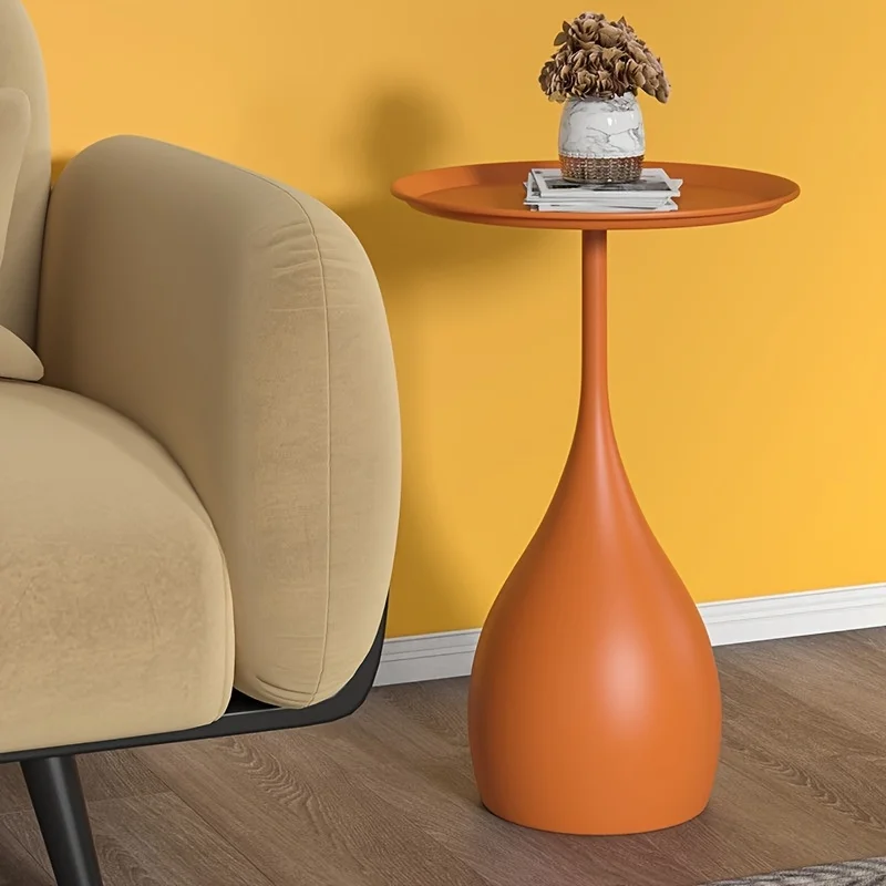 1pc Sofa Side Small Round Table, Tea Table, Light Luxury Mini Minimalist Bed Small Round Mobile Art
