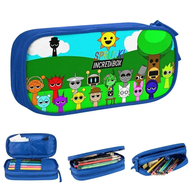 

Пенал с героями мультфильмов Incredibox Sprunki, классические сумки-держатели для ручек для студентов, большие школьные принадлежности для хранения, подарочные пеналы