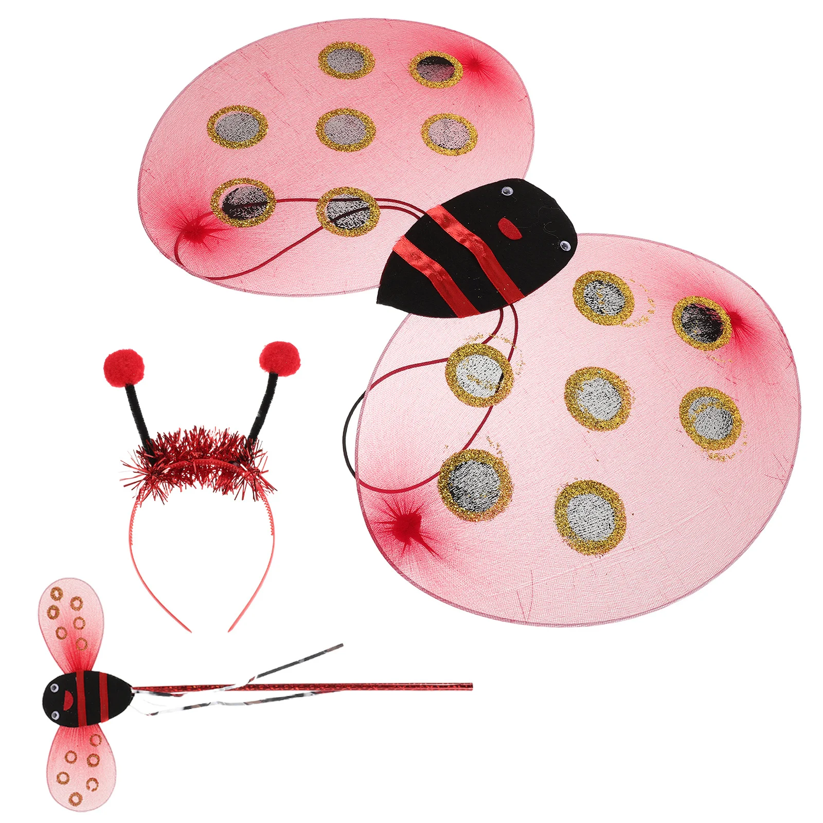 1 set 1 set opvouwbare lieveheersbeestje vleugels kostuumaccessoire voor Halloween rollenspel dier cosplay set insect aankleden