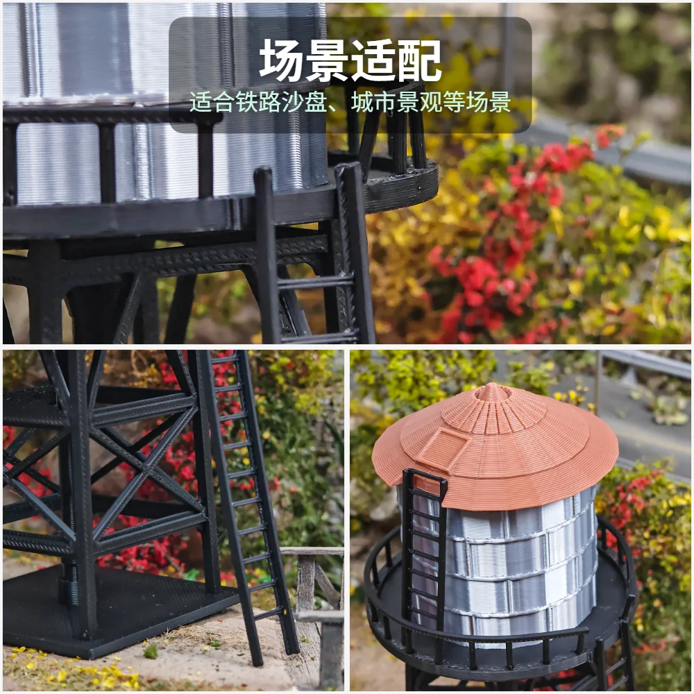 HO Scale 1:87 Mini Water Tower Model Self-Assembly Realistic Miniature Train Railway Layout DIY City Scenery Building Decor