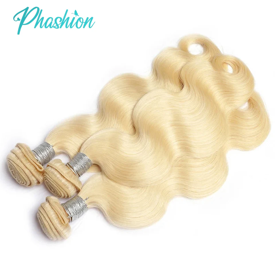 Phashion 36 38 40 Inch 1/3 613 Blonde Body Wave Human Hair Bundles 100% Brazilian Remy Weave Extensions For Women Can Be Dyed