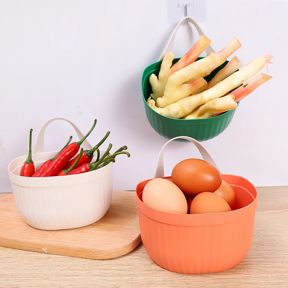 Kitchen Onion Storage Basket Wall-mounted Storage Box Small Rack Bathroom Bedside Hanging Basket Ginger Garlic Storage Baskets