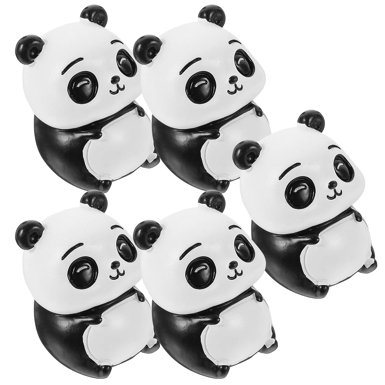 

5Pcs Lovely Panda Figurines Cute Resin Ornaments Miniature Panda Decor for Kids and Adults