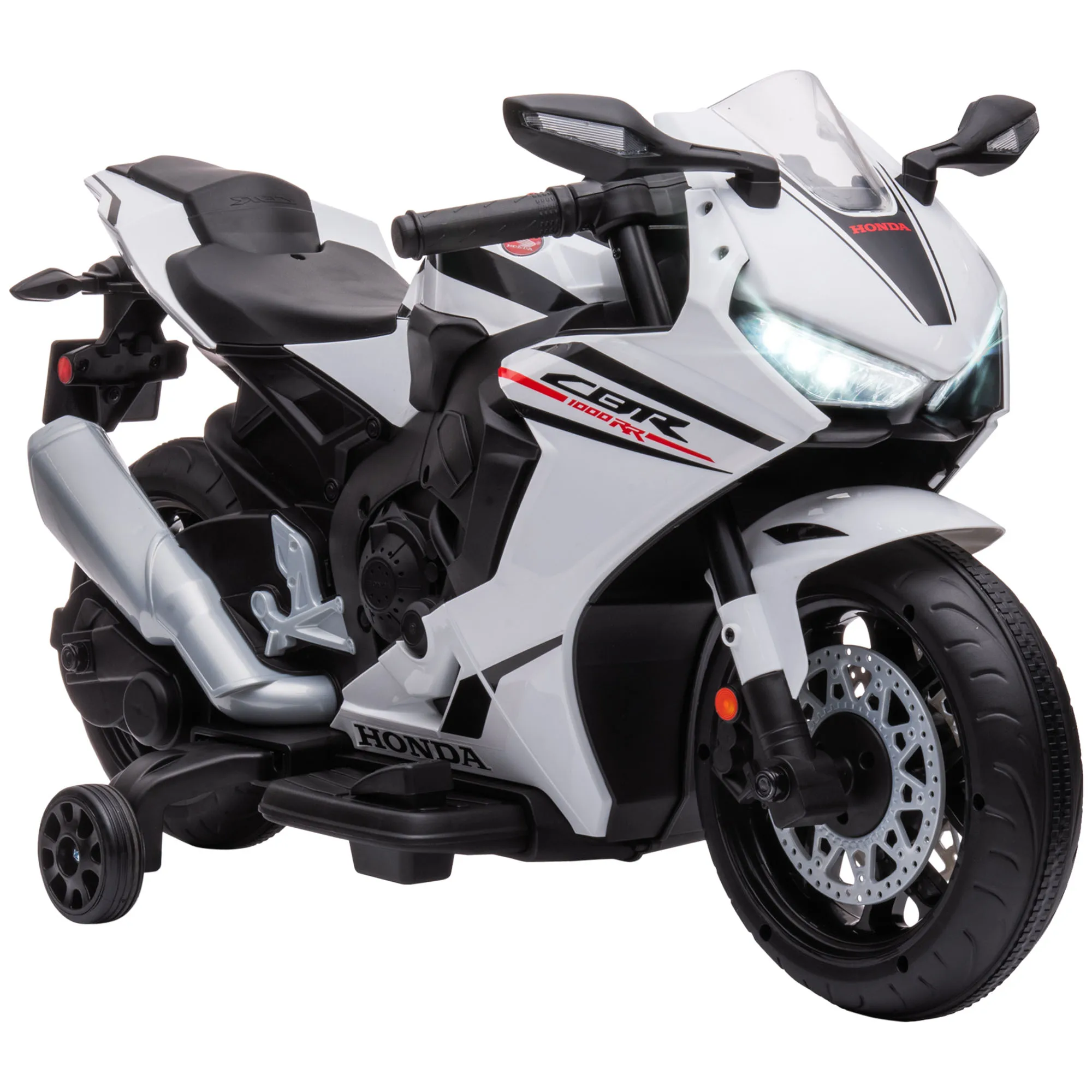 Homcom Elektrische Motorfiets Honda 6V Voor 3-5 Jaar Oude Kinderen Met Koplamp 90X44X52Cm Wit