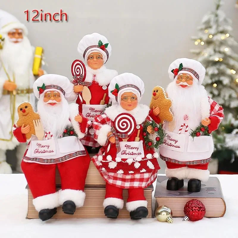 

Santa Claus Grandma Pendant Cartoon Standing Sitting Posture Chef Grandma Christmas Hotel Restaurant Desktop Decoration Ornament