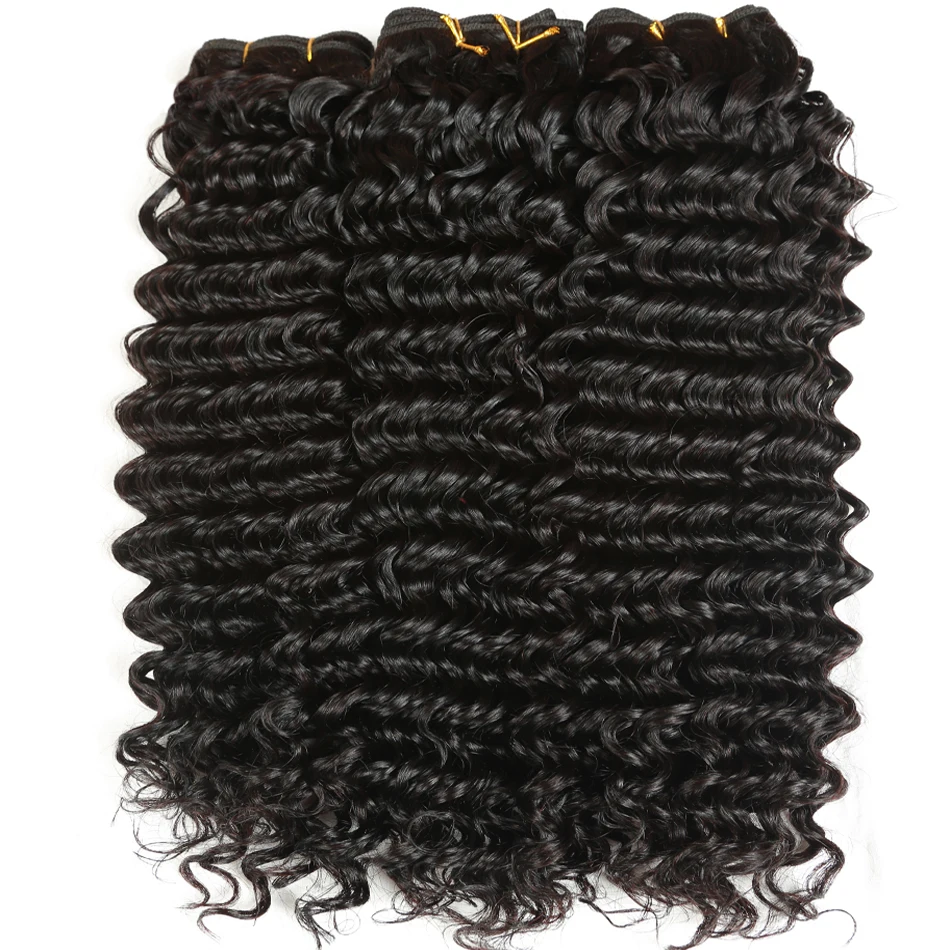 Deep Wave 4 Bundles Deal 12A Brazilian Virgin Human Hair 100% Unprocessed Water Wave Curly Human Hair Extensions Loose Deep Wave