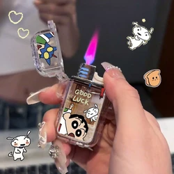 Cute Anime Portable Cigar Lighter Inflated Jet Windproof Pink flame Lighter Waterproof transparent Fuel lighter Cigarette Tool