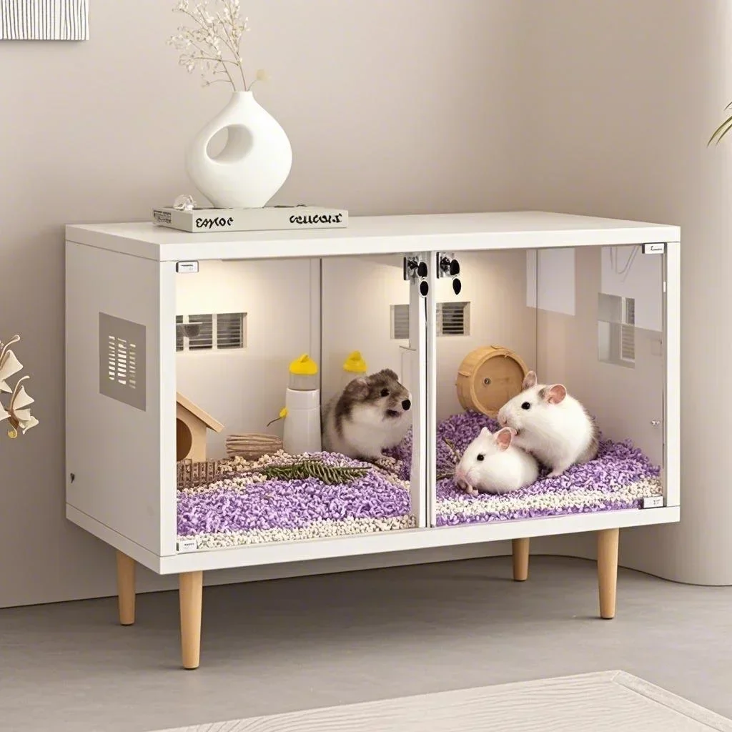 Two hamsters share a cage, the hamster cage is easy to clean, anti-gnawing and landscaping, and the hamster golden bear is a spe