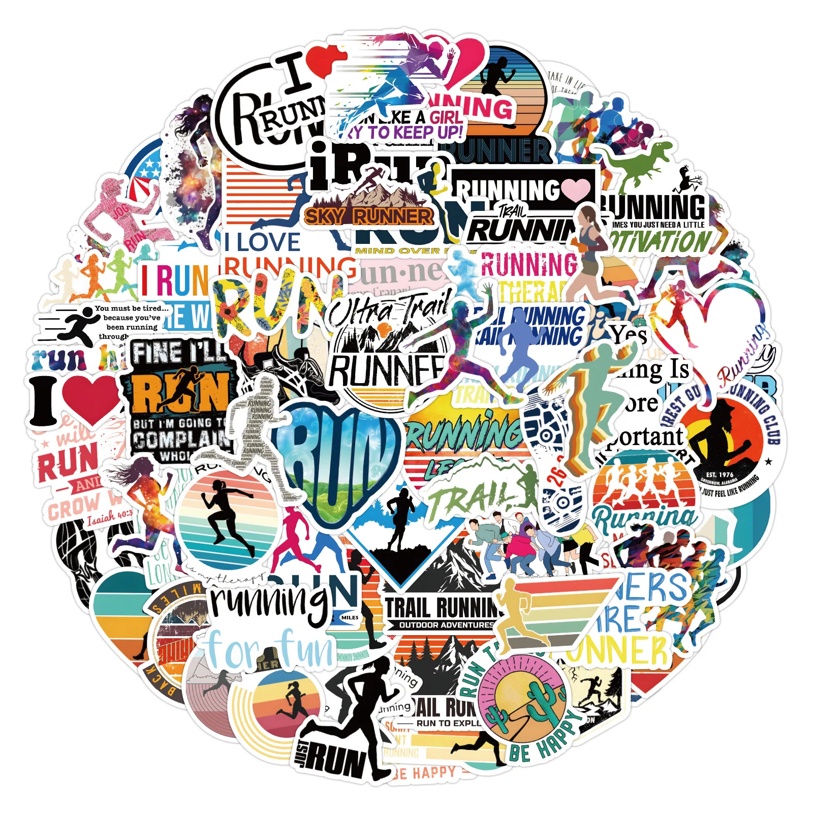 10/50/105PCS Laufende Cartoon Aufkleber Sport Aufkleber Sammelalbum Gepäck Laptop Gitarre Fahrrad Skateboard Graffiti Fitness Aufkleber spielzeug