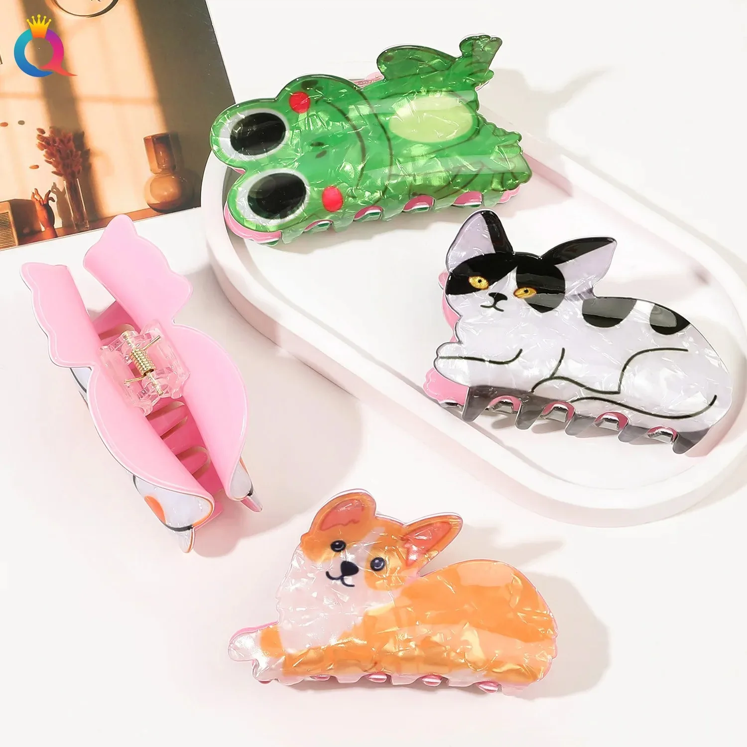 1 pz Cartoon Animal Hair Clip gatti cani rane forcine acrilico artigli per capelli alla moda regalo di compleanno per le vacanze accessori per