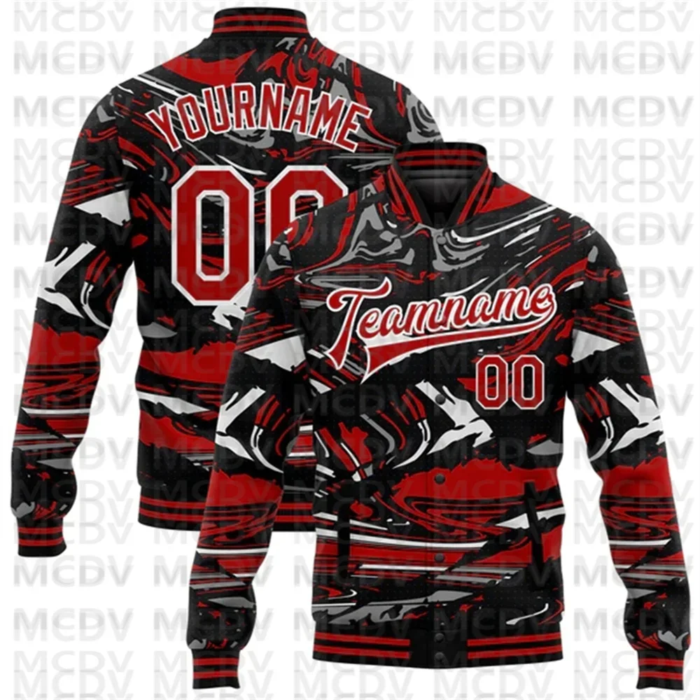 Custom Black Old Gold Beast Claws 3D Pattern Design Bomber Full-Snap Varsity Letterman Jacket