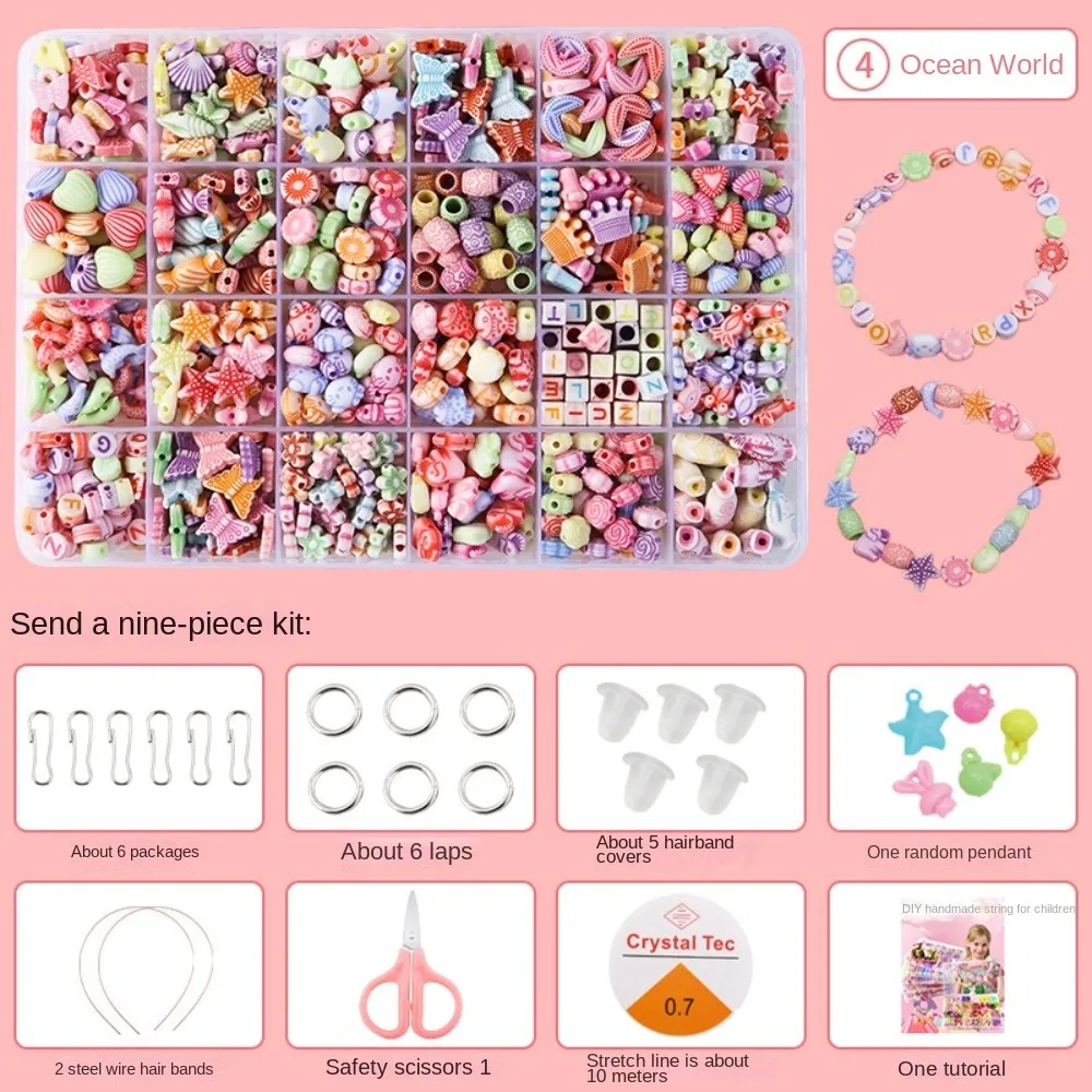 Artesanías DIY Kit de cuentas hecho a mano juguete DIY Kit hecho a mano para hacer pulseras cuentas juguetes coloridos Kawaii