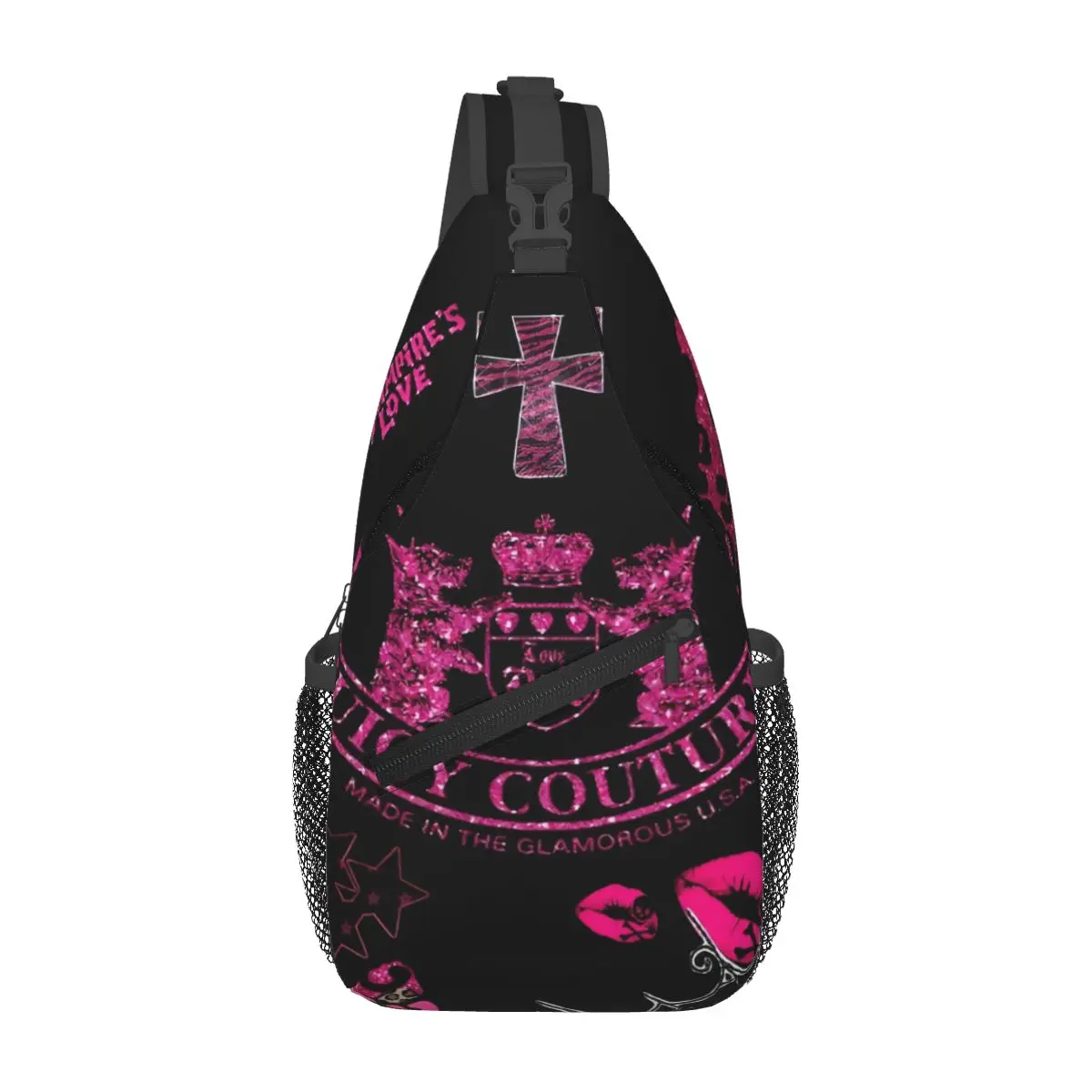 Juicy-Couture Crossbody Backpack Sling Shoulder Bag Durable Adjustable Gym Bag Cycling Travel Hiking Daypack