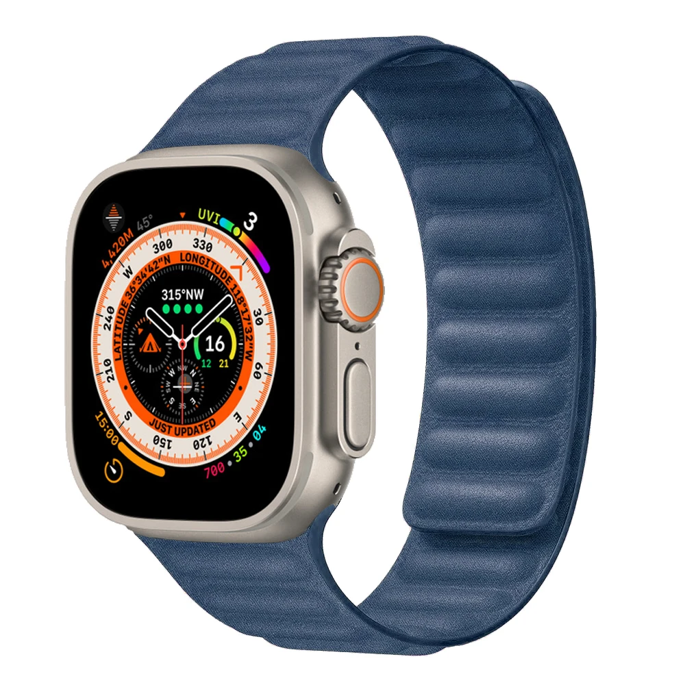 애플 워치 밴드용 파인 우븐 스트랩, 오리지널 마그네틱 루프 팔찌, iWatch 시리즈 9, 8, SE, 7, 울트라 2, 44mm, 40mm, 45mm, 49mm, 41mm, 신제품