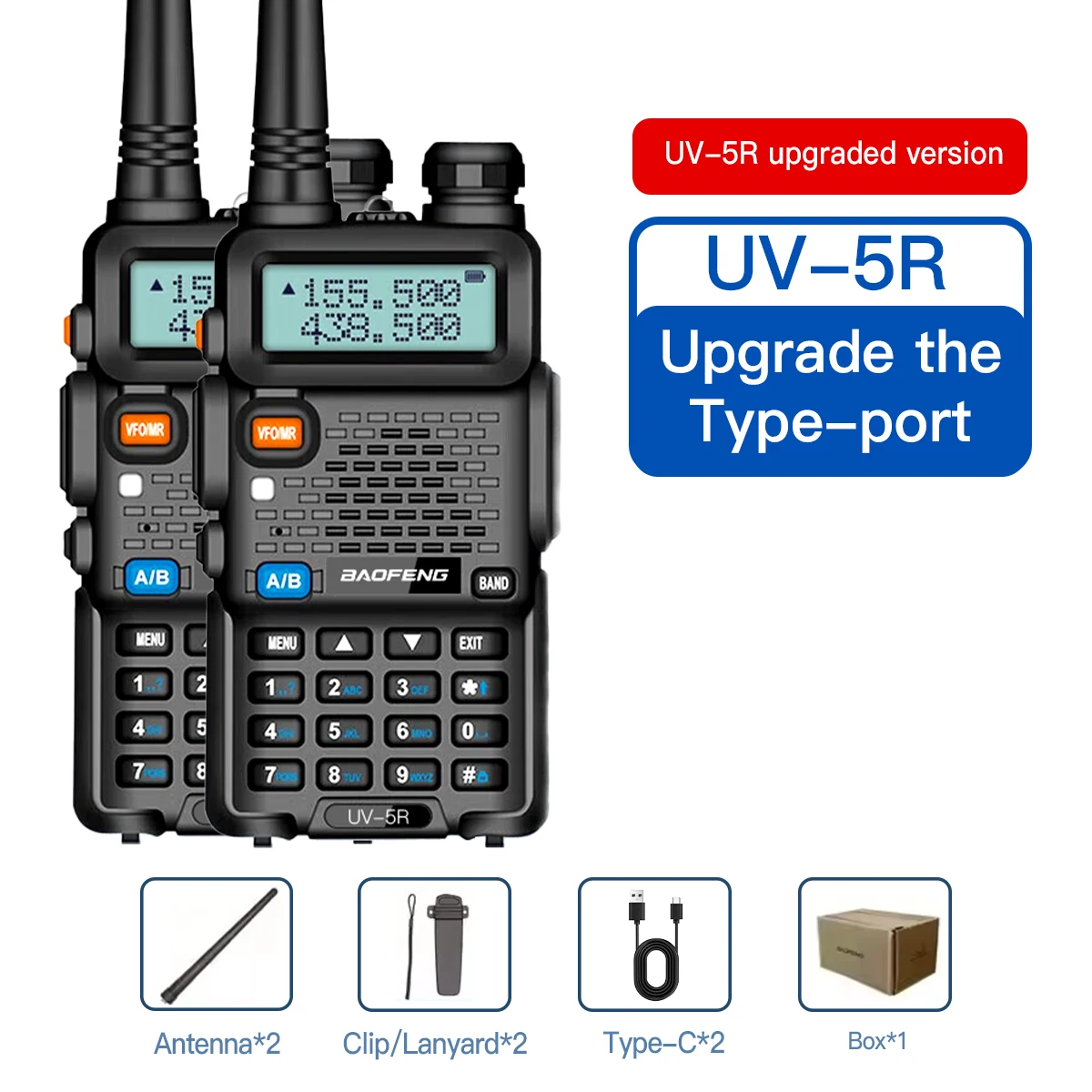 1 PC/2 PCS baofeng uv 5r USB Lange Afstand Ham Amateur Met FM Radio Lange Afstand Draagbare twee Manier Radio Baofeng CB Radio walkie talkie