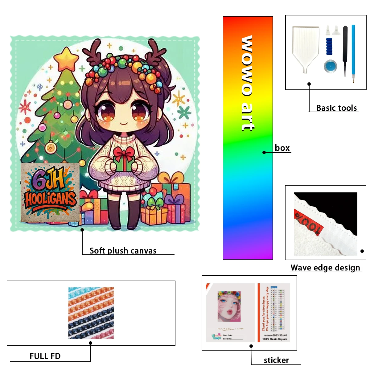 

【6JH Diamond Art】Christmas Girl, Gift-Giving Girl Using Full Fairy Dust Drills 100% Resin Drills, Perfect Diamond Painting Kit