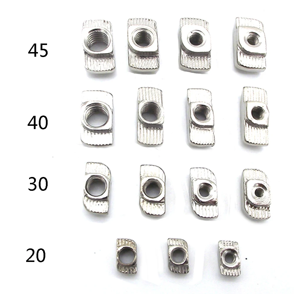 

100pcs M3 M4 M5 Nickel Plated T nut Hammer Head Fastern Nut for Aluminum Extrusion Profile 2020/3030/4040/4545