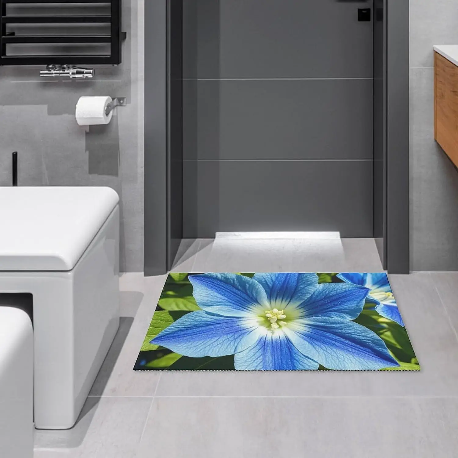 

Crystal velvet carpetBlue Flowers Area Rug for Living Room Non Slip Furry Carpet Indoor Machine Washable Rug Entryway Floor Carp