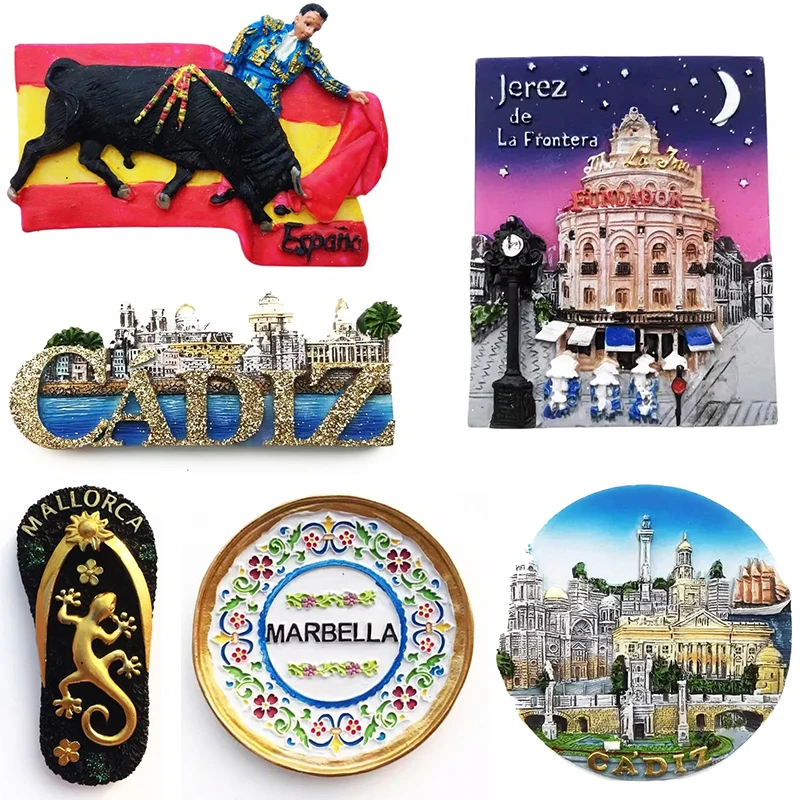 

Spain Fridge Magnets Bullfighting Cadiz Jerez Marbella Travelling Souvenirs Home Decor Gifts Message Board Magnetic Stickers
