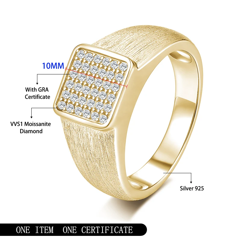 

Мужское кольцо из стерлингового серебра 925 пробы с квадратным муассанитом, модное свадебное обручальное кольцо в средневековом стиле для мужчин