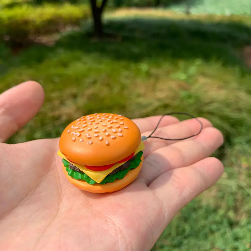 Silicone Cute Hamburger Keychain Phone Charm Strap Lanyard Delicate Backpack Bag Decoration Pendant Gift