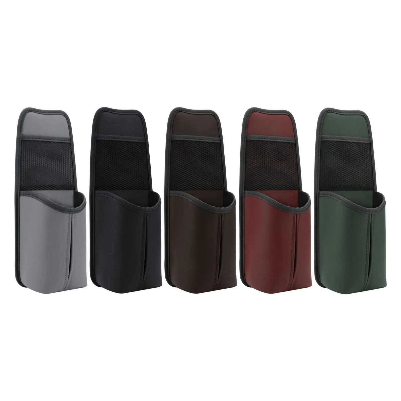 Car Seat Side Organizer PU Leather Hanging Bag Interior Storage Mesh Pocket for Daily Commute Use