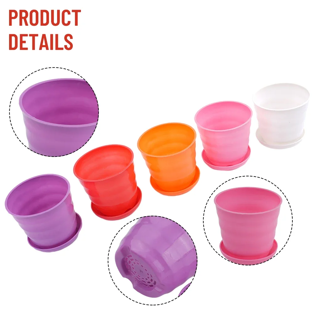 5PC Colourful Mini Plastic Flower Pot Succulent Plant Flowerpot High-gloss Imitation Porcelain Plastic Horizontal Flower Pots