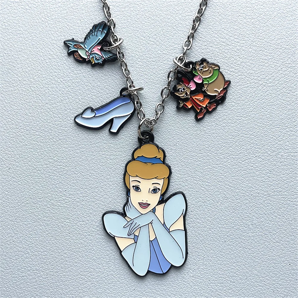 Disney Cinderella Princess Anime Cartoon Metal Necklace Gifts for woman girl