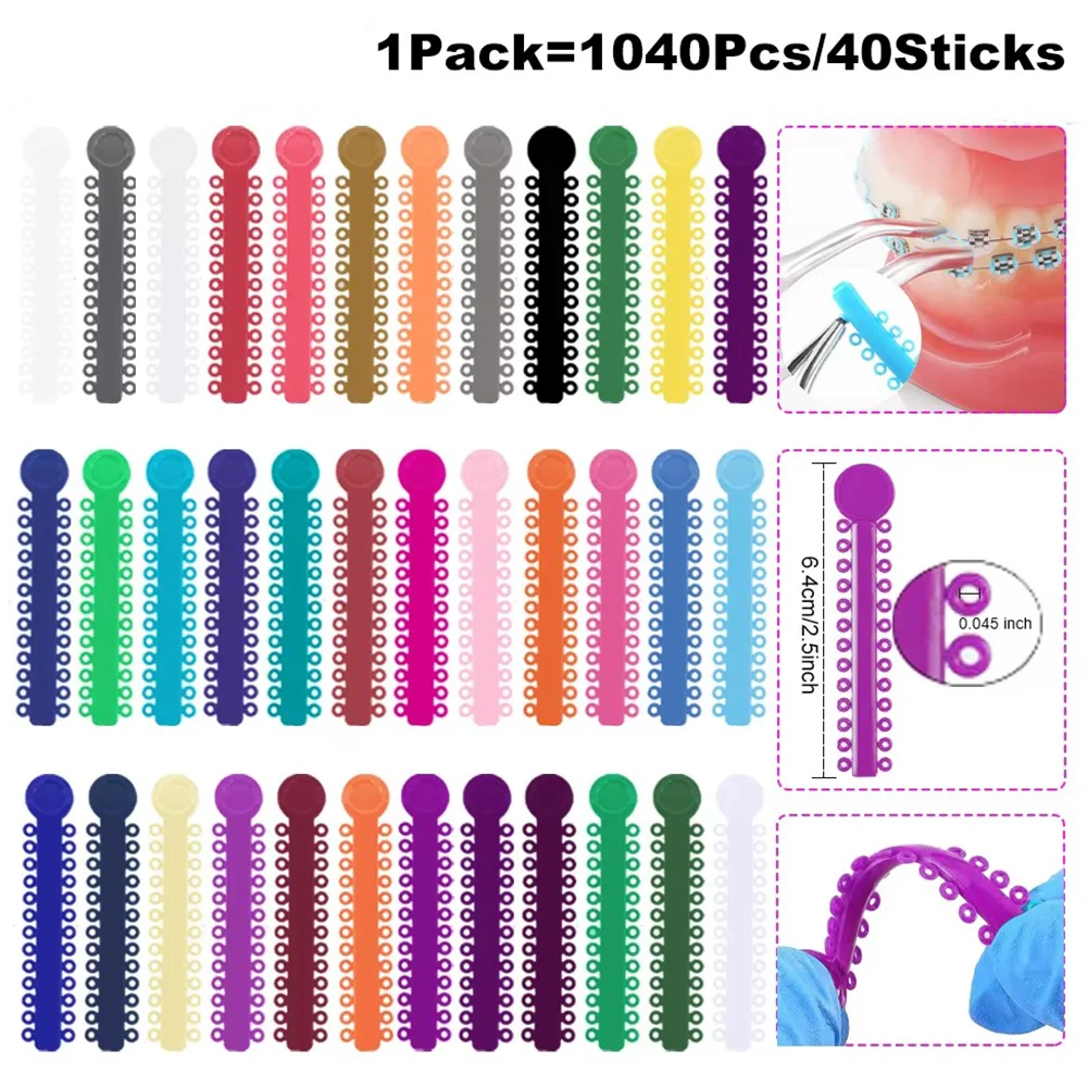 Mehrfarbige orthodontische elastische O-Ring-Gummibänder, mehrfarbige zahnärztliche Ligatur-Gummibänder, orthodontisches Ligaturring-Set - O-Ring-Zahnligaturringe für orthodontische Behandlung und Zahnspangen, 48 Farbe – Detail 11