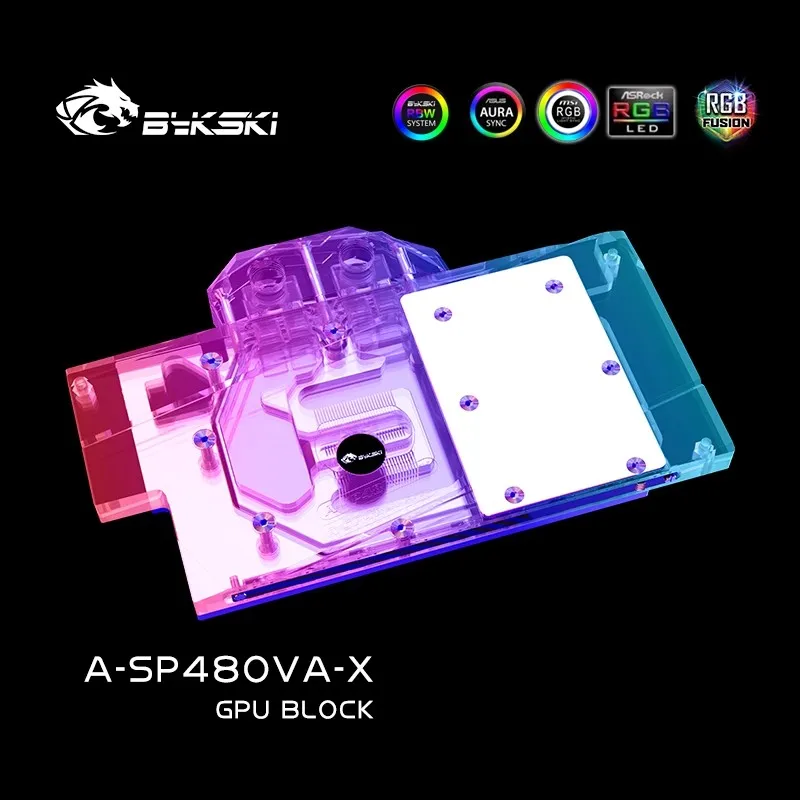 사파이어 펄스 RX580 8GD5 (11265-05-20G) / 풀 커버 그래픽 카드 비디오 카드 블록 RGB A-SP48OVA-X용 BYKSKI 워터 블록